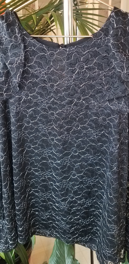 Black Lace Top w/ Peekaboo Shoulders